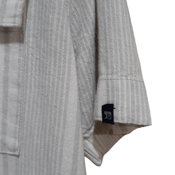 Joe's Jeans Men's Stulio Linen Short Sleeve Button-down Shirt Stripe Beige Med - Picture 4 of 9